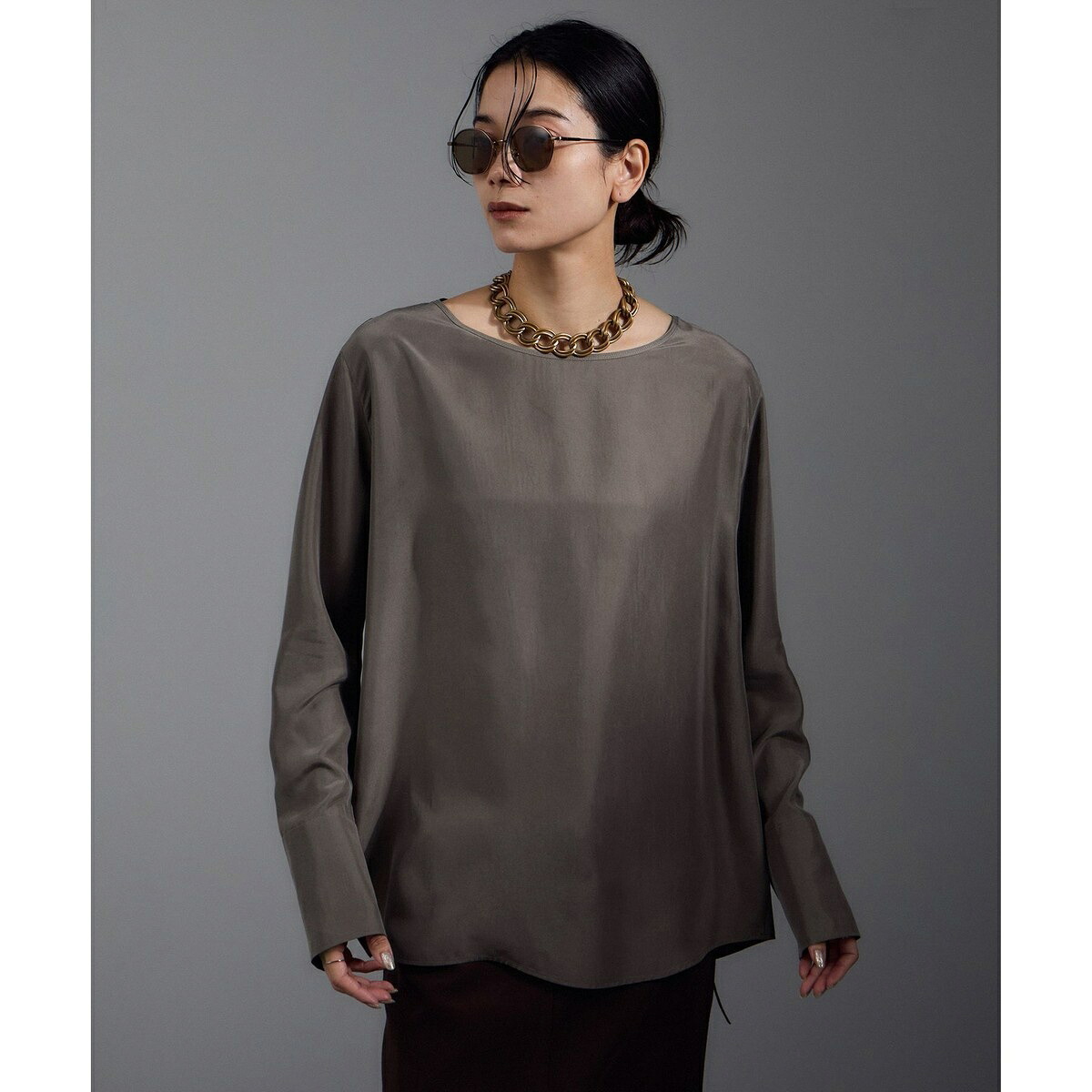 [25AW]GENTLE SILK ロングスリーブプルオーバー【セットアップ対応・洗える】／サロン アダム エ ロペ（SALON adam et rope' ）