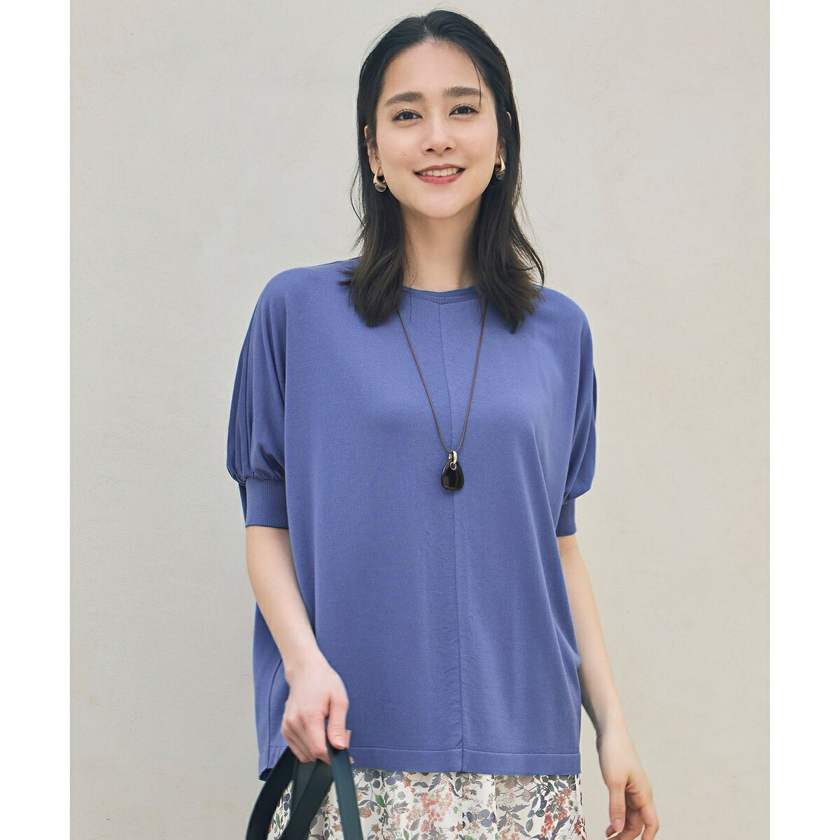 ドレーピードルマンスリーブ ニットソー／不道徳区（JIYU-KU） Tシャツ・カットソー-レディースファッション-トップス