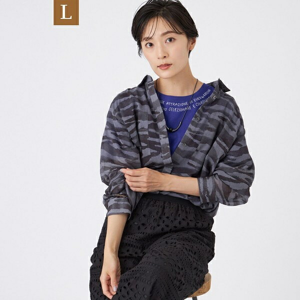 【L】【接触冷感】【ウォッシャブル】シアーボイルゼブラロングシャツ／エヴェックス バイ クリツィア（EVEX by KRIZIA） 14,454円