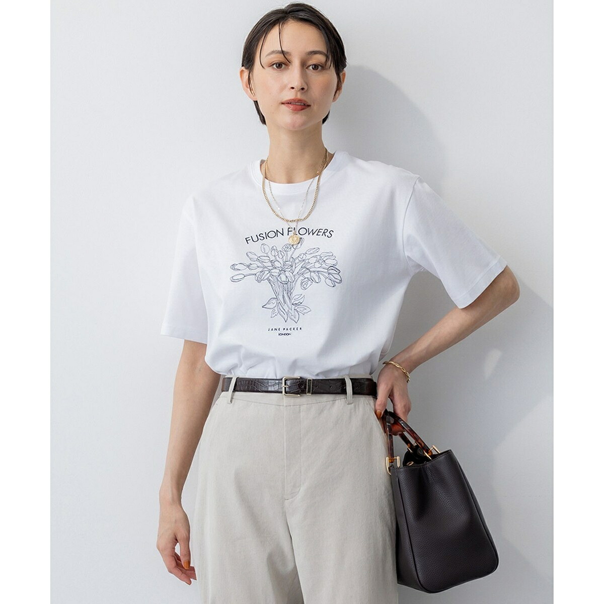 【洗える】JANE PACKERコラボ フラワー刺繍 Tシャツ／23区（23KU）