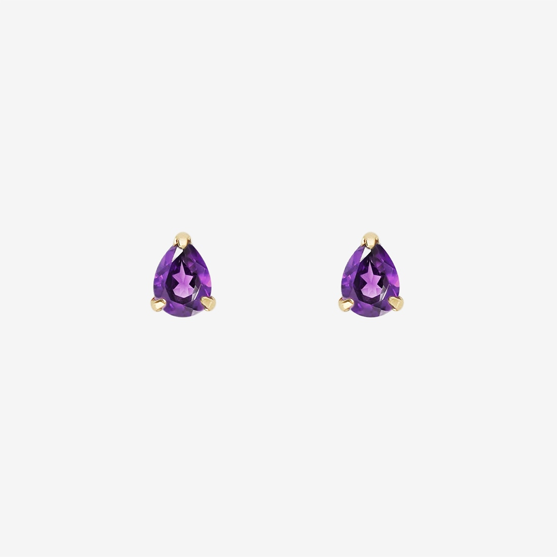 【WEB限定】2月誕生石 K10 イエローゴールド アメジスト しずく ピアス／エステール（ESTELLE）