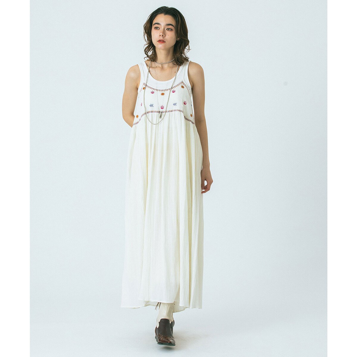 HLAADA for ROSE BUD/EMBROIDERY SLIP DRESS／ローズバッド（ROSE BUD）