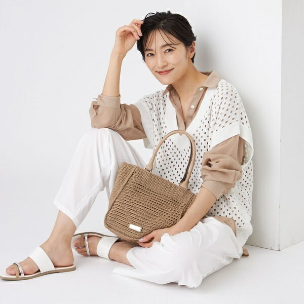 【SANYO Style EDITION掲載】【ウォッシャブル】アイレットメッシュレイヤードニット／エヴェックス バイ クリツィア（EVEX by KRIZIA）