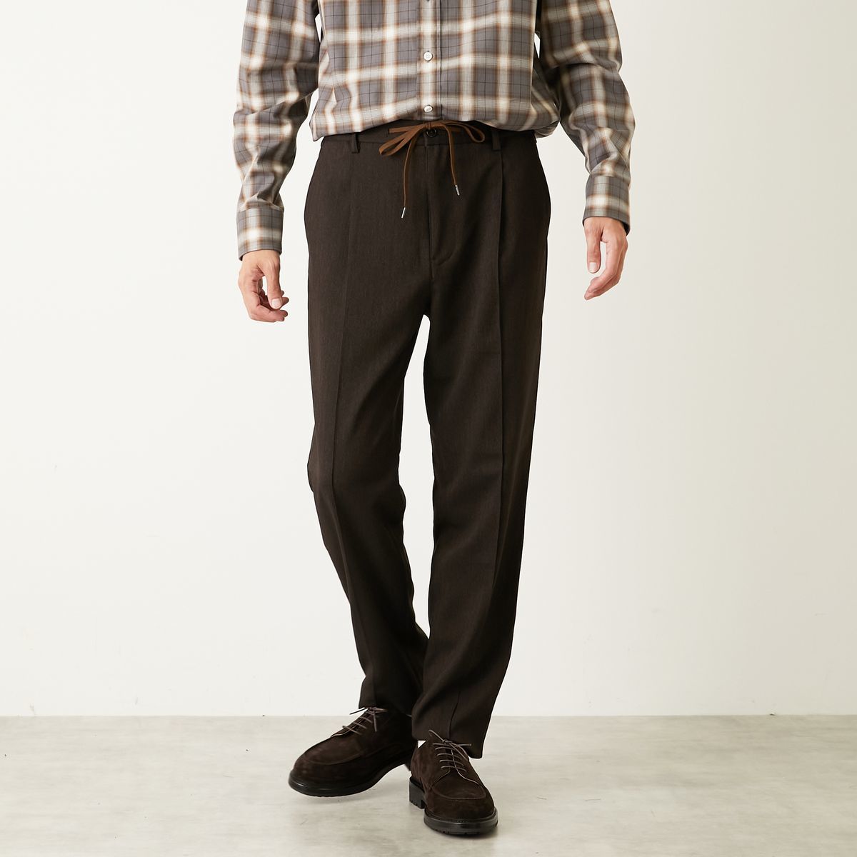 ラナテックヘリンボーン | クリースステッチテーパードパンツ／メンズメルローズ（MEN'S MELROSE）