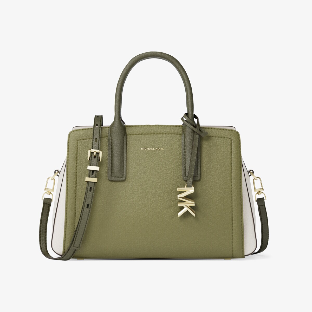 LAILA カラーブロック ぺブルレザー サッチェル スモール／マイケル・コース（Michael Kors）