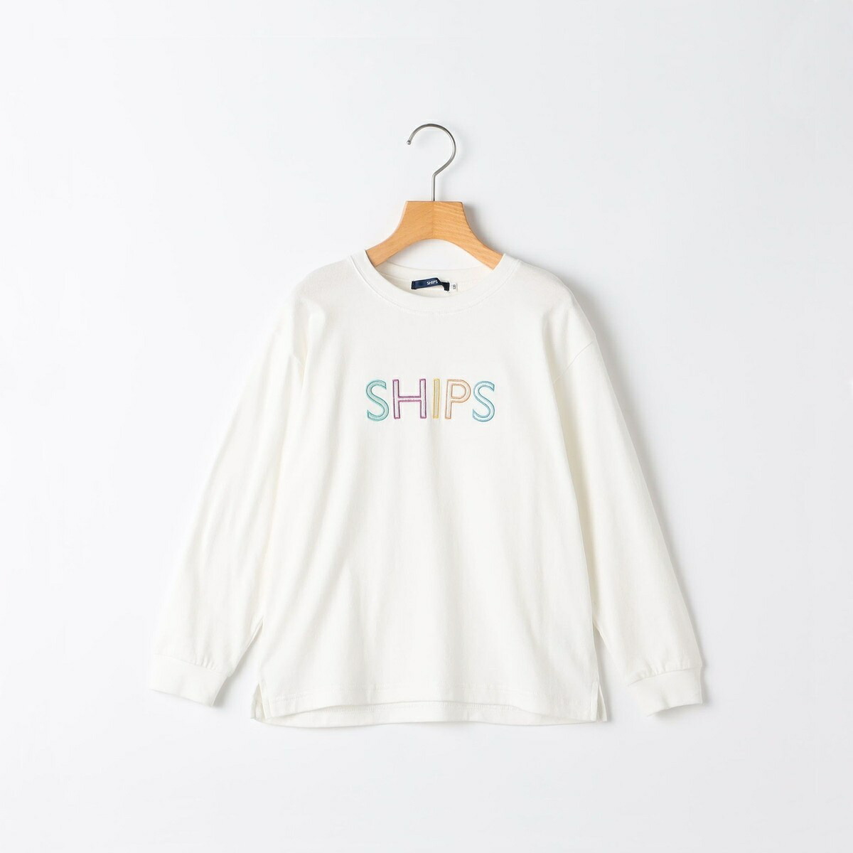 SHIPS KIDS:80～90cm/ 刺繍 ロゴ ロングスリーブ Tシャツ／シップス（SHIPS）
