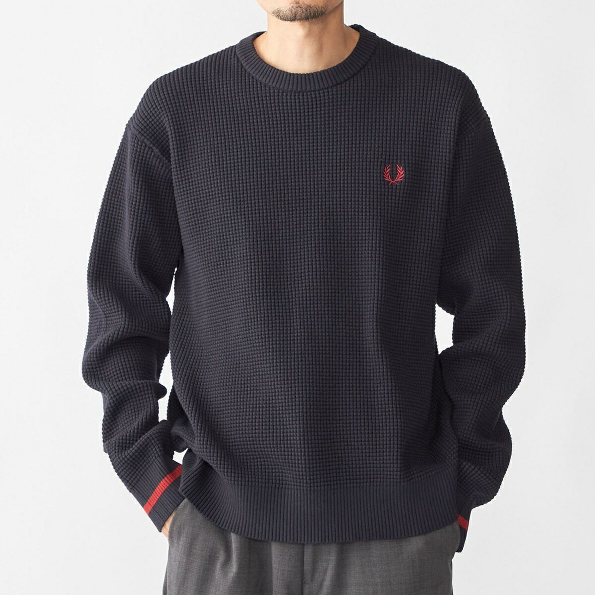 【SHIPS別注】FRED PERRY: シングル ティップ ワーヘル 編み物／シップス（SHIPS）