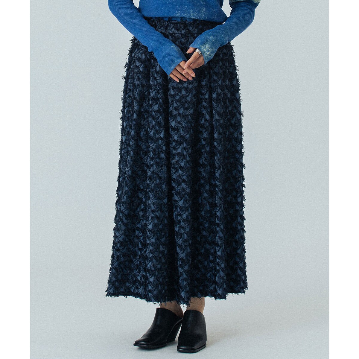 mici/JACQUARD TUCK LONG SKIRT／ローズバッド（ROSE BUD）