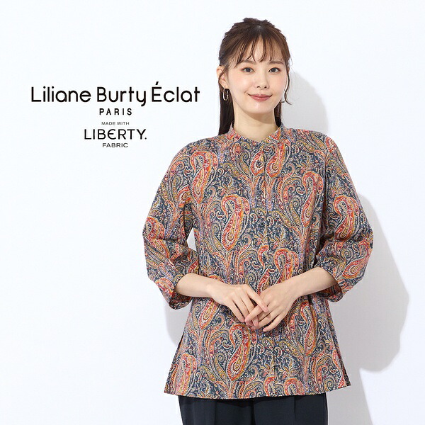 【洗える】リバティ ペイズリープリントロングブラウス/リリアンビューティ エクラ(Liliane Burty ECLAT)|丸井(マルイ)店