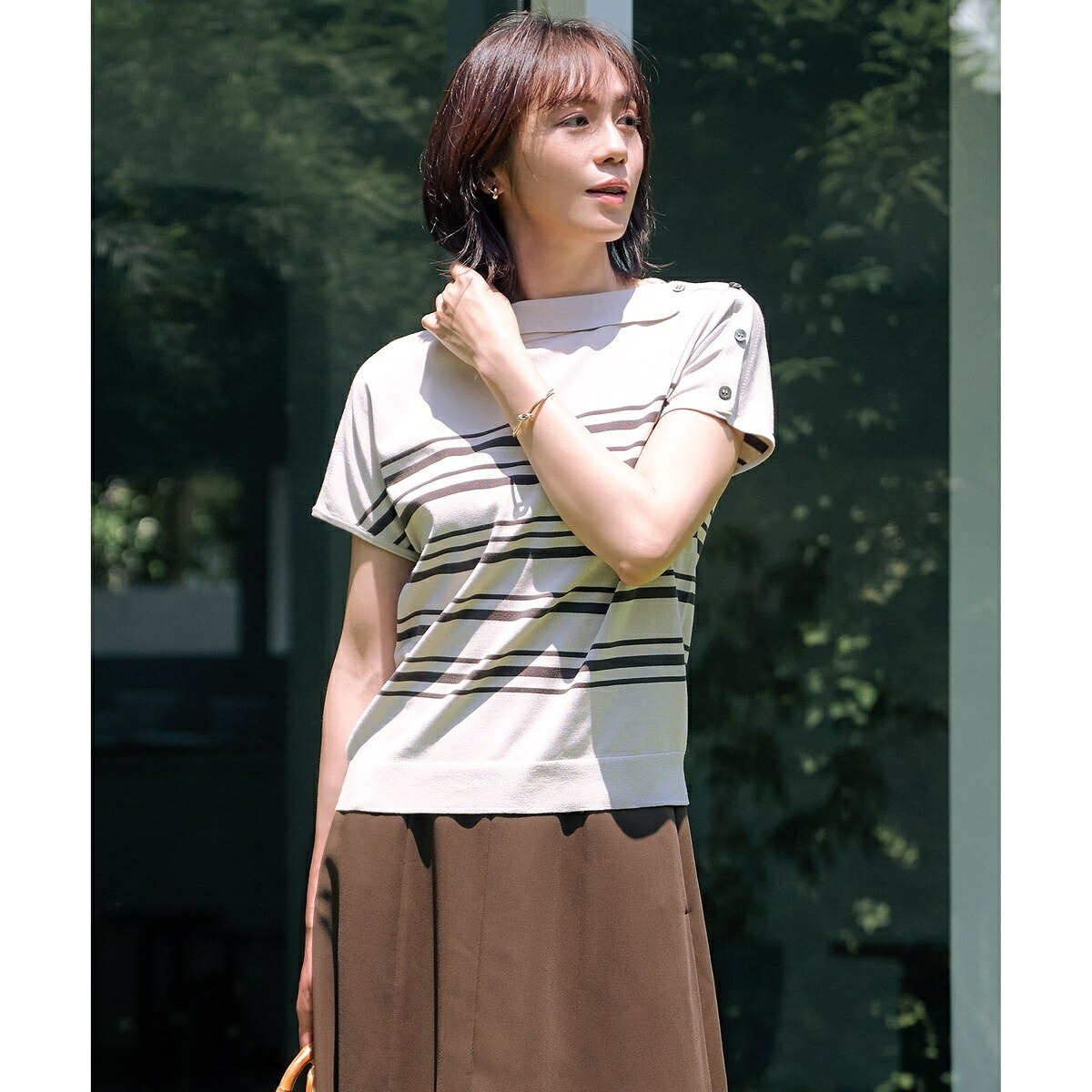 【WEB限定カラーあり・洗える・抗菌防臭】COTTON POLYESTER ボーダー 襟付き ニット／Ｊプレス（J.PRESS）｜丸井（マルイ）店