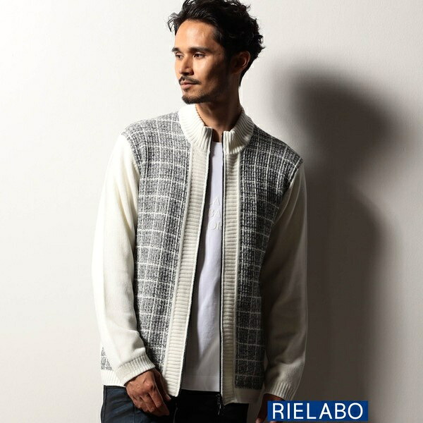 【RIELABO】ツイードチェック ドライバーズニット／ニコルクラブフォーメン（NICOLE CLUB FOR MEN） 17,710円