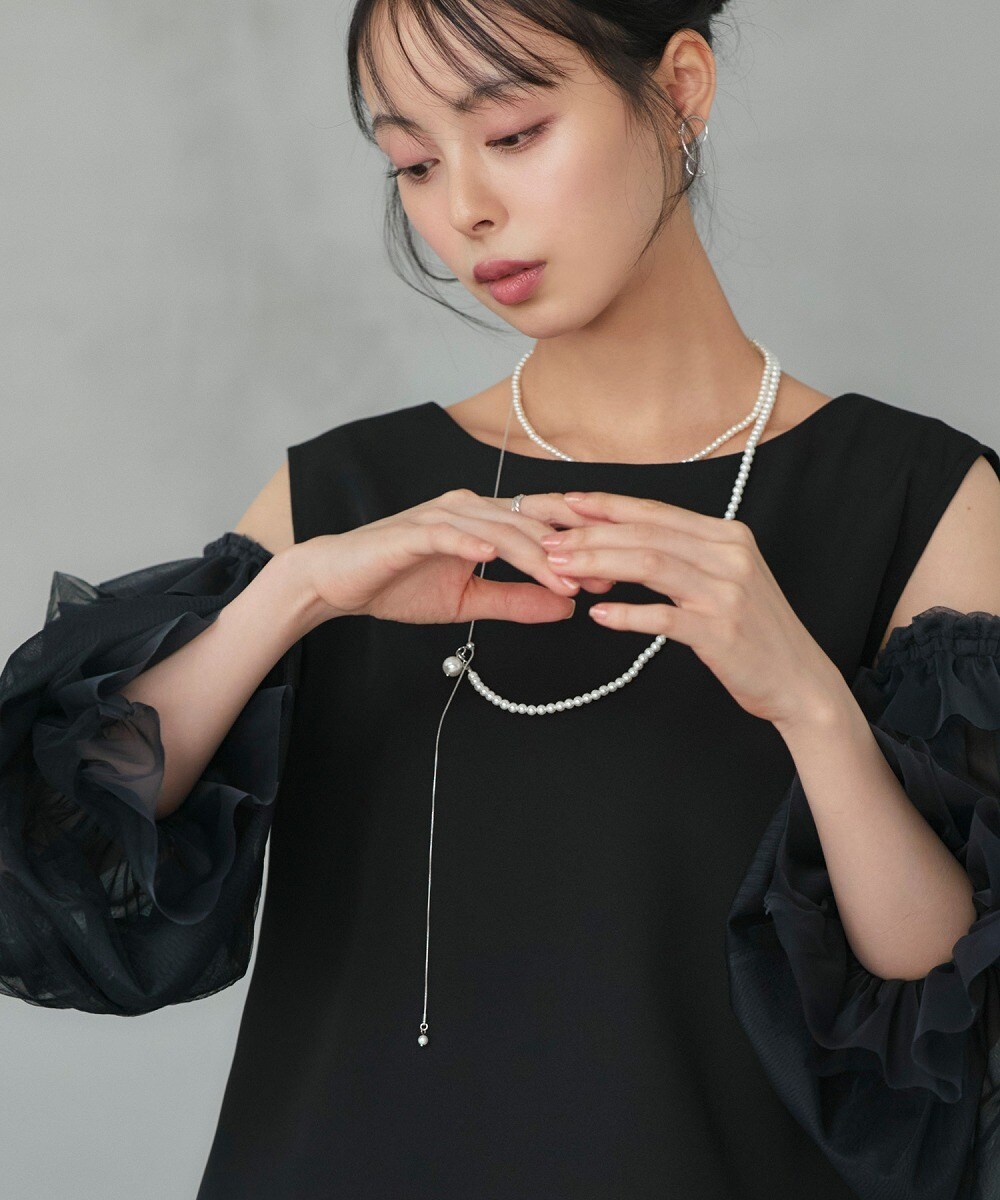 【前後2way/洗える】バックコンシャストップス＆タックワイドパンツドレス（チュールつけ袖付き）／ルイルエブティック（RUIRUE BOUTIQUE）｜丸井（マルイ）店