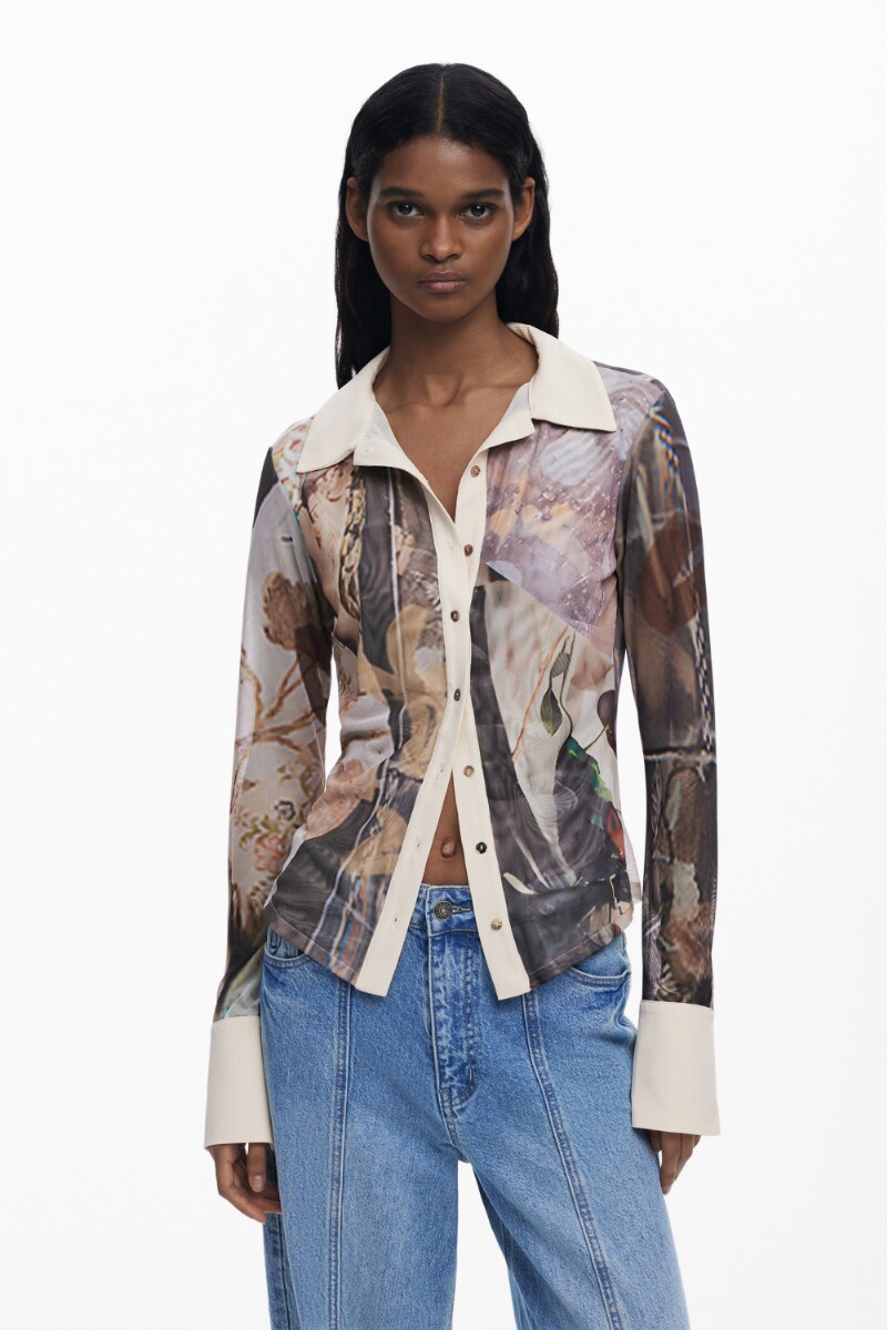 【5サイズ展開】シフォン シアーシャツ／デシグアル（Desigual）