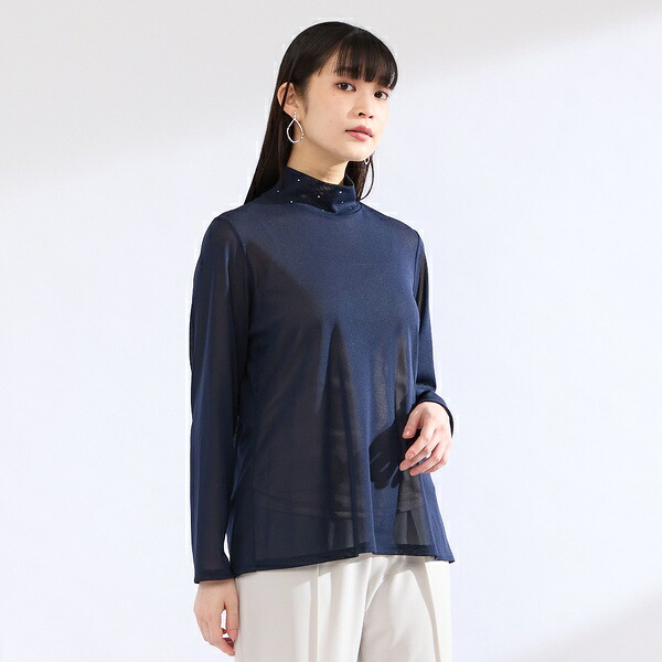 【M～４L】ウォッシャブルハイネックチュールTシャツ／リリアンビューティ（Liliane Burty）