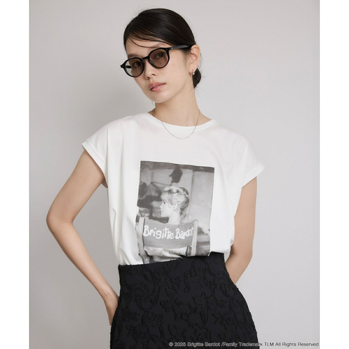 【Brigitte Bardot×ROPE'・コラボ】プリントアームレットT-shirt【洗える・洗／ロペ（ROPE'）