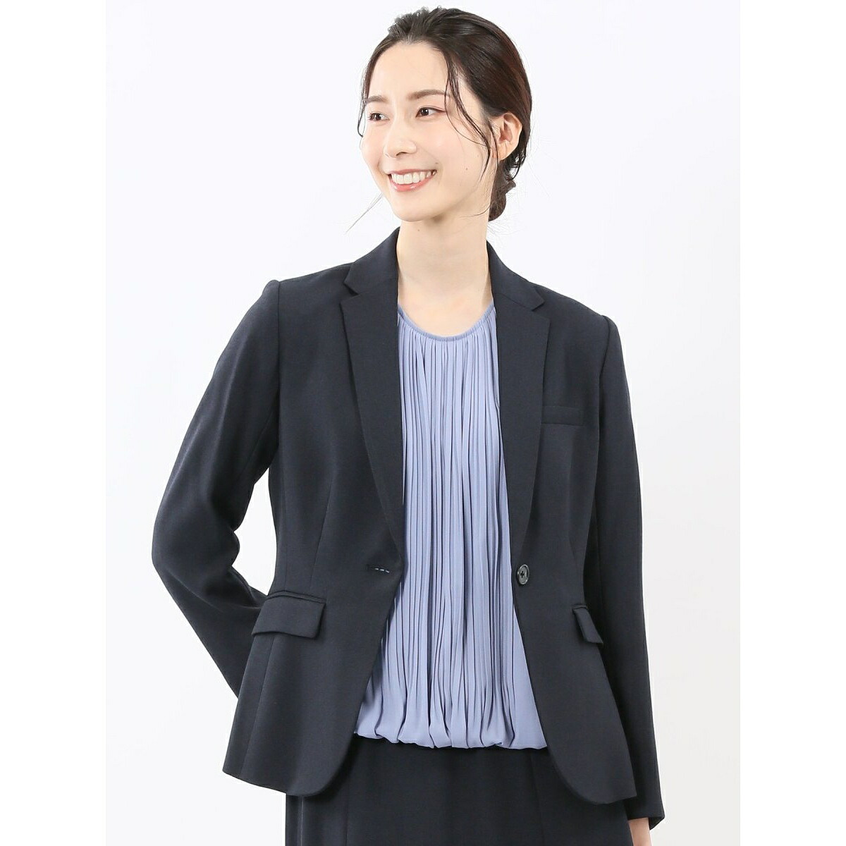 【ストレッチ ウォッシャブル】m.f.エディトリアル 1釦 ジャケット 紺(セットアップ可能)／m.f.エディトリアル（m.f.editorial）｜丸井（マルイ）店