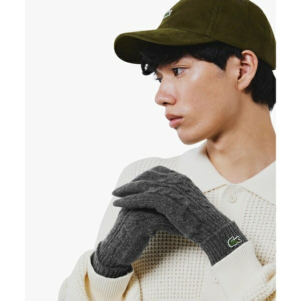 ケーブルニットウールグローブ／ラコステ（LACOSTE）