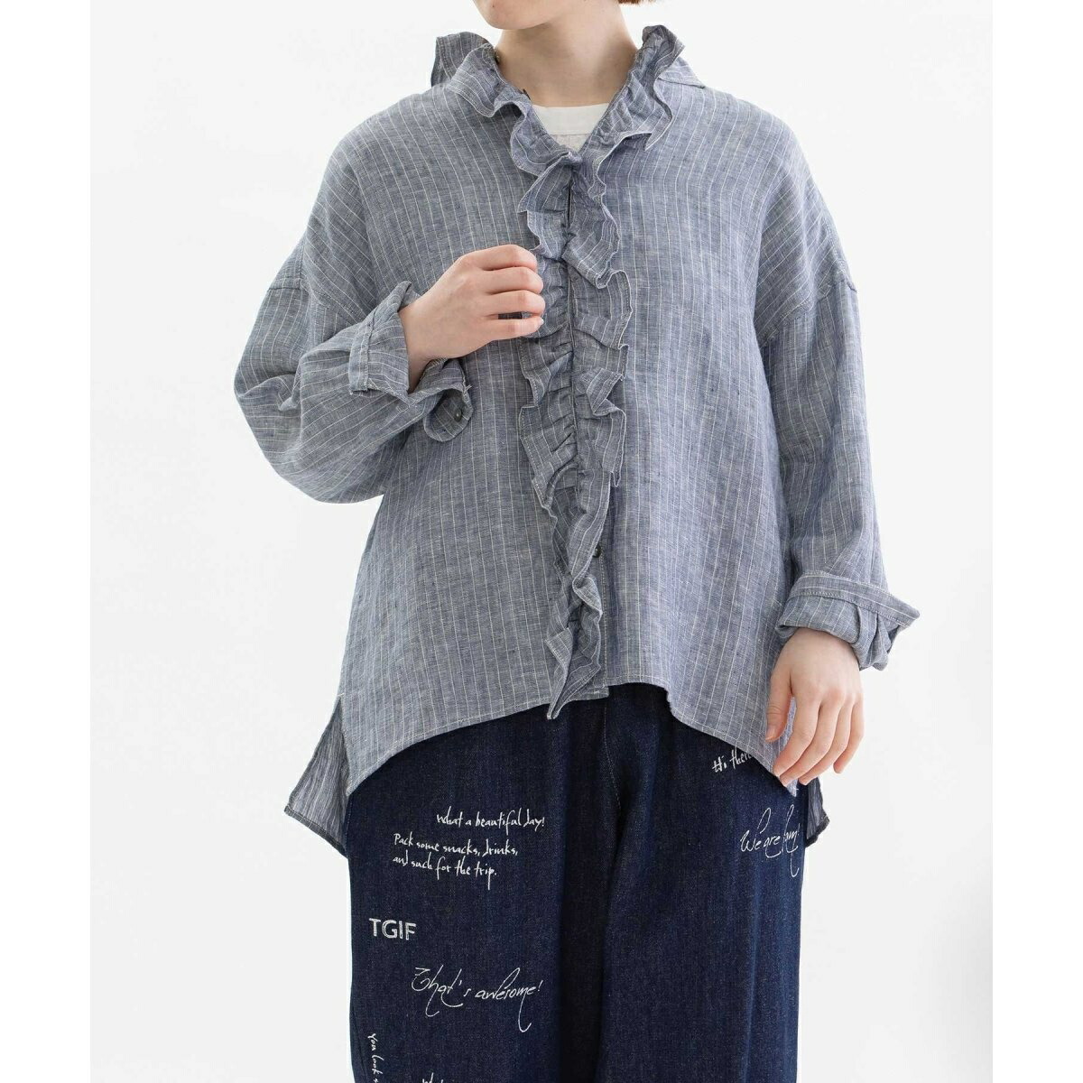 ノップドゥノッド（nop de nod）/miscアシメトリー裾フリルシャツ 楽天市場】miscアシメトリー裾フリルシャツ／ノップドゥノッド（nop de