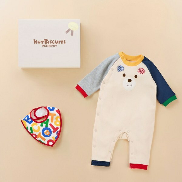 取りまかなう櫂＆スタイギフトセット【BOX付き添い人】／ミキハウス ホットビスケッツ（MIKIHOUSE HOT BISCUITS）