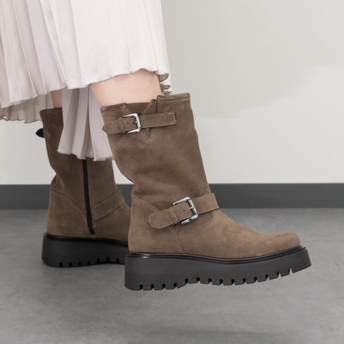 CORSO ROMA 9◆4.5cmヒール◆ラウンドトウ厚底エンジニアブーツ／コルソローマ（CORSO ROMA 9）