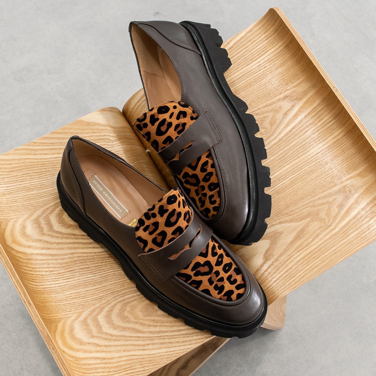 INTER-CHAUSSURES◆3.7cmヒール◆ラウンドトウタンクソールローファー／インターショシュール（INTER-CHAUSSURES）