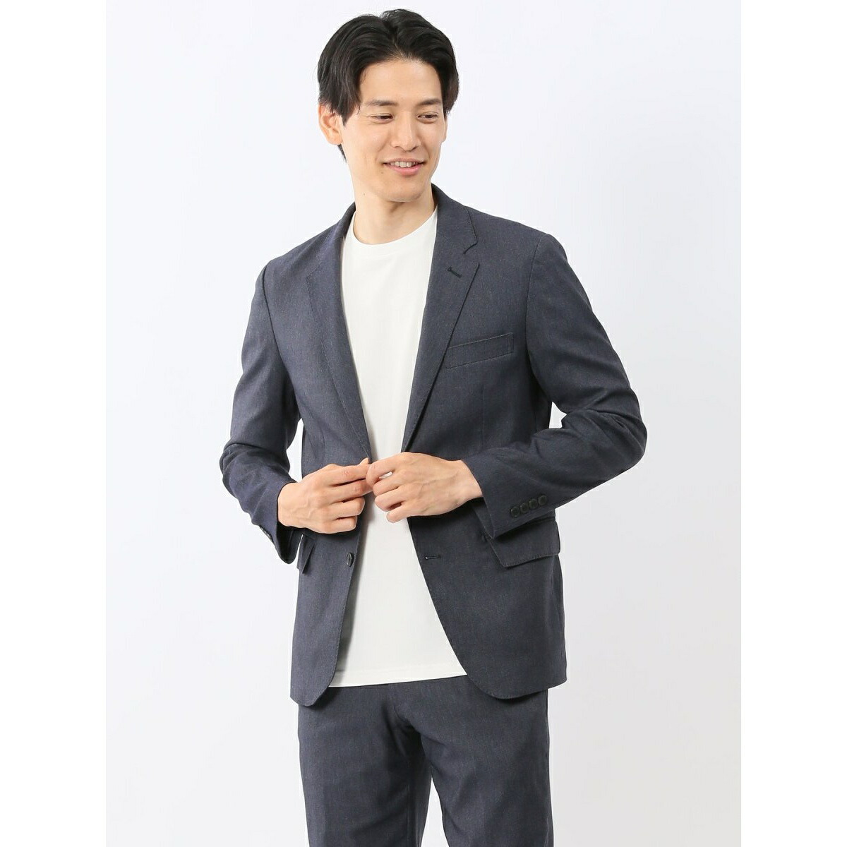 【ストレッチ ウォッシャブル】m.f.エディトリアル 2釦ジャケット デニム調(セットアップ可能)／m.f.エディトリアル（m.f.editorial）