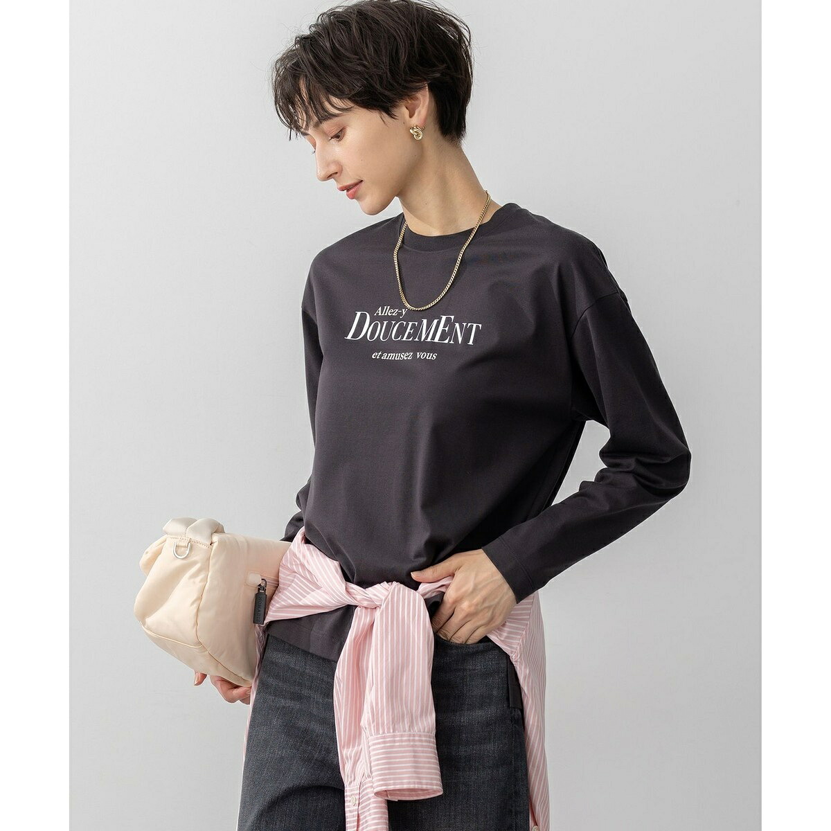 【洗える】ロゴプリント コットン Tシャツ／23区（23KU）