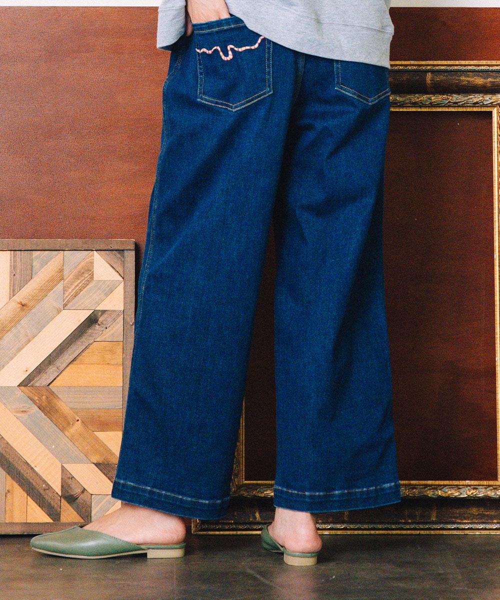 【大きいサイズ】21号・23号 London Denim [30th]デニムワイドパンツ／サブストリート（sab street）