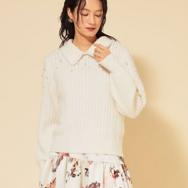 【COLLECTION LINE】衿付きパール調ニット／スーナウーナ（SunaUna）