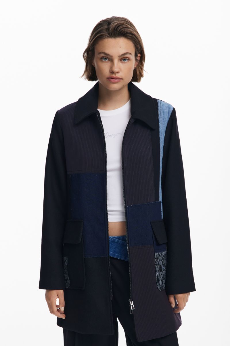 【5サイズ展開/XS/XL】パッチワークストレートコート／デシグアル（Desigual） 17,114円
