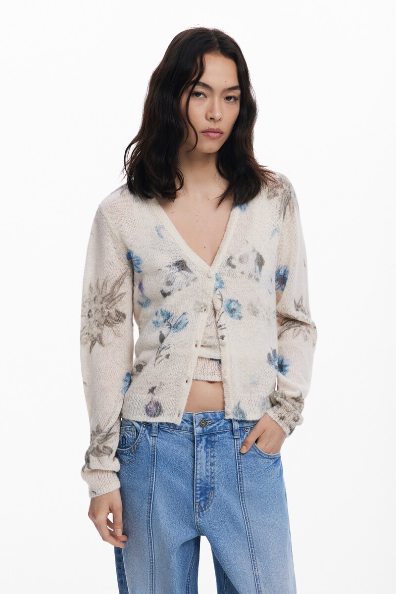 【5サイズ展開/XS/XL】2in1 カーディガン フラワー柄アンサンブル／デシグアル（Desigual）