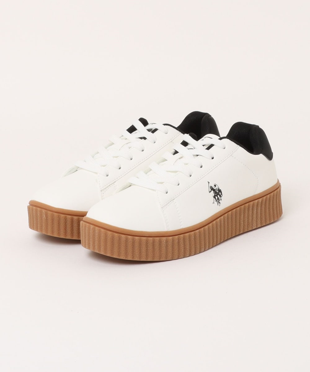 【U.S. POLO ASSN.】厚底ボリュームソール ワンポイント ローカットスニーカー／ジーンズメイト（JEANS MATE）