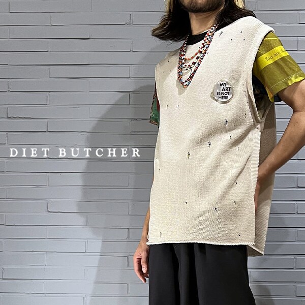 Damaged knit vest DB82375001／ダイエットブッチャー（DIET BUTCHER）