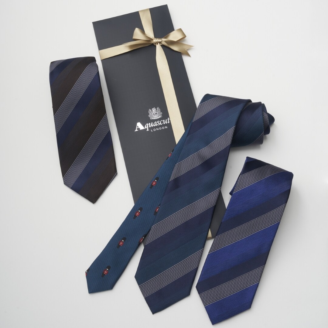 【ネクタイ】アクアスキュータム|クレリック ストライプ メランジ ロンドン/ガーズ/アクアスキュータム(AQUASCUTUM)