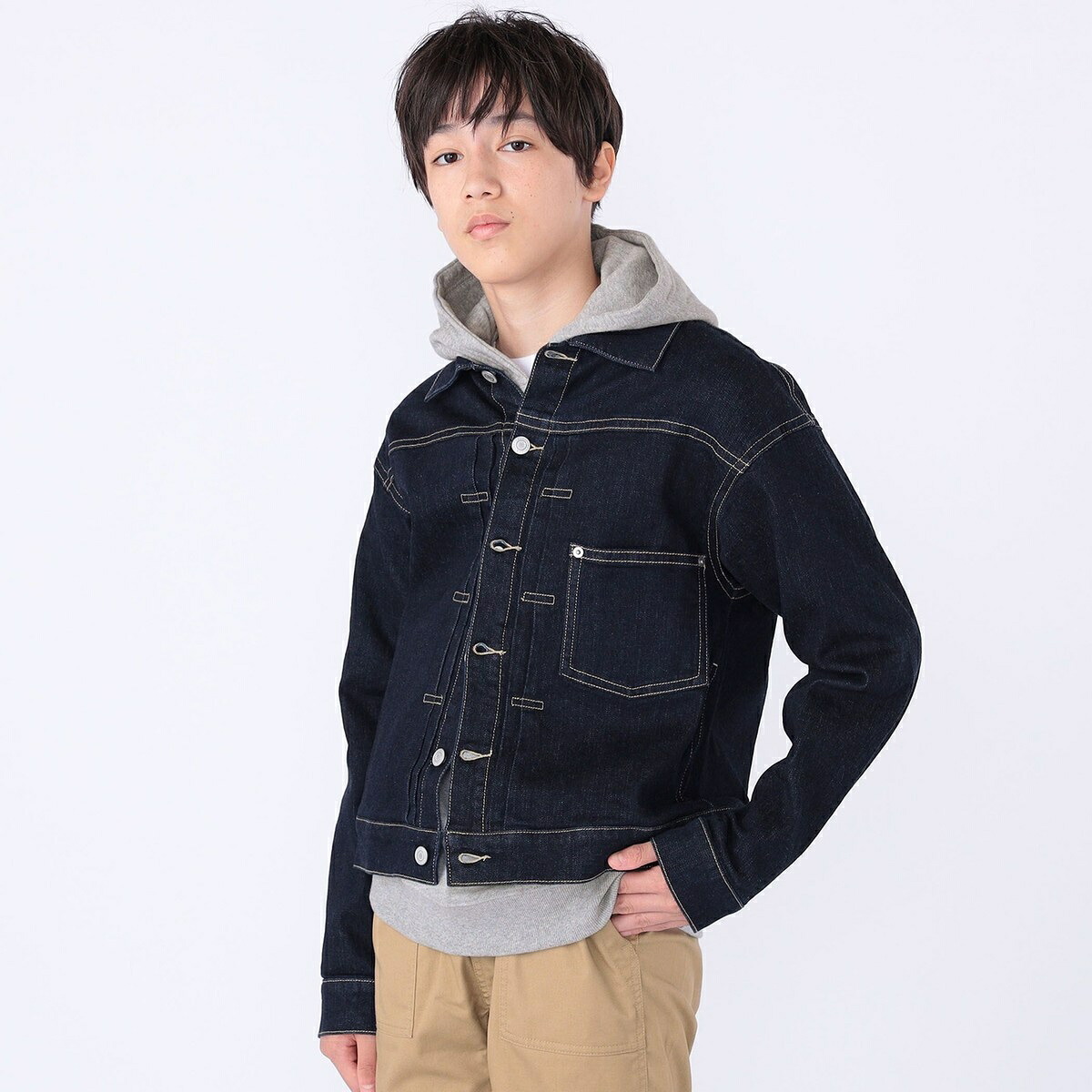 SHIPS KIDS:140～160m / ヴィンテージ ライク インディゴ ジーンズ 上衣／シップス（SHIPS）