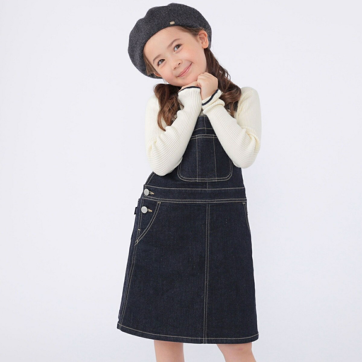 SHIPS KIDS:100～130cm /デニム オーバーオール スカート／シップス（SHIPS）