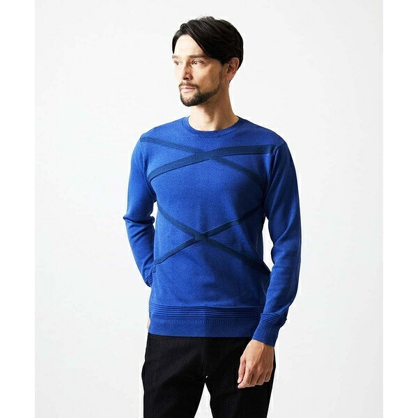 切り替えクルーネックニット／ミッシェルクランオム（MICHEL KLEIN HOMME）