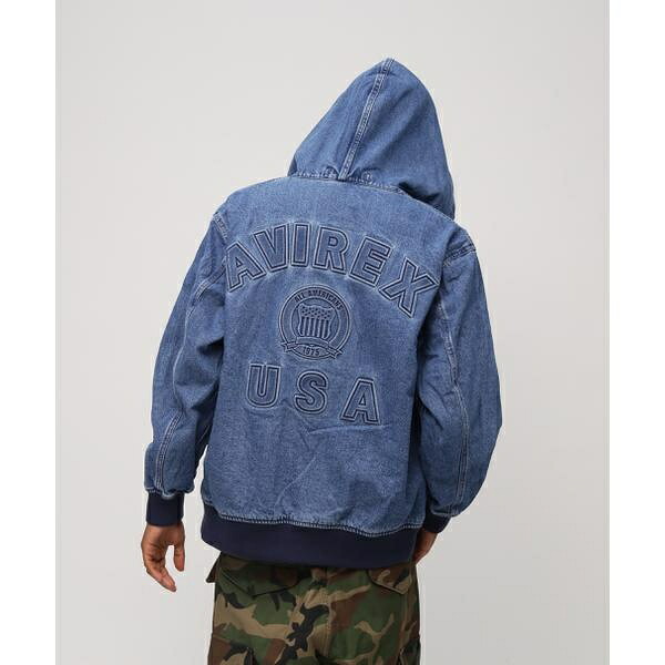 《直営店限定》DENIM SIGNATURE LOGO PARKA ／ デニム シグネチャーロゴ パ／アヴィレックス（AVIREX）