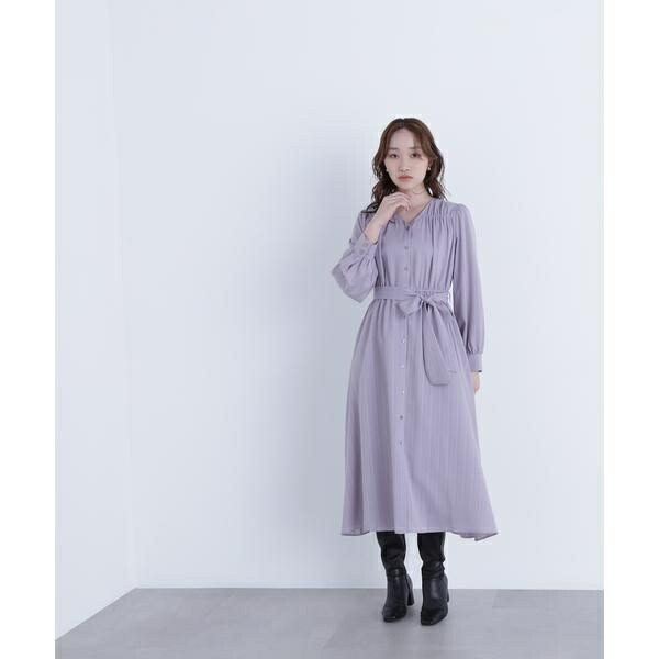 楽天市場】シャドーストライプフレアワンピース／ナチュラル