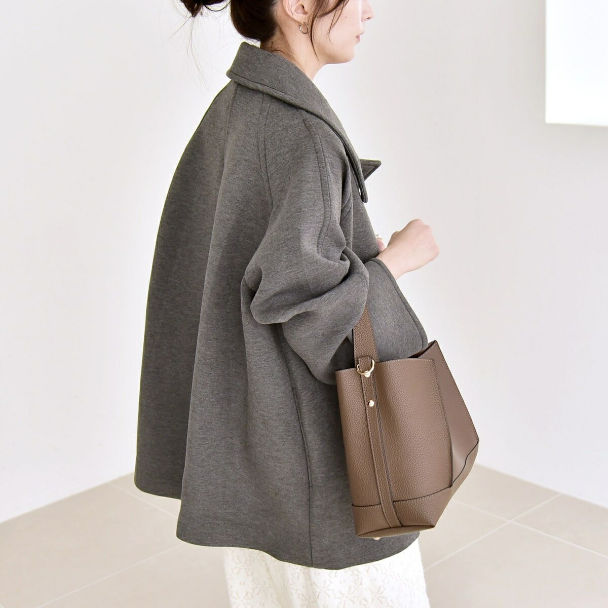 quaranciel:〈室内用便器能力のある〉ダンボール ステンカラー 上衣 厚地の外套26SS／カランシエル（quaranciel）