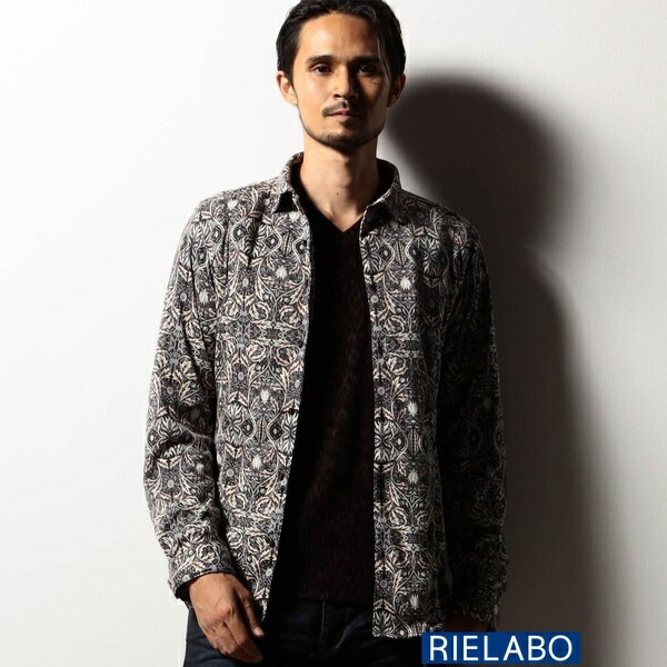【RIELABO】オリエンタルプリントシャツ(日本製)／ニコルクラブフォーメン（NICOLE CLUB FOR MEN）