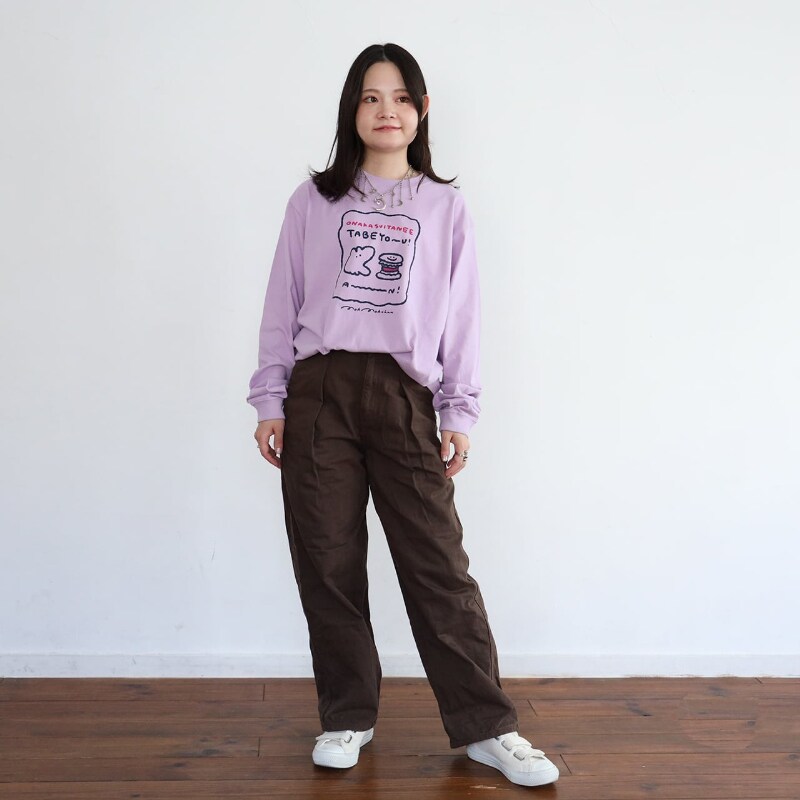 MK515　ハンバーガーとウサロンTEE／ラベンダーXL／もくもくちゃん（MokMokchan）