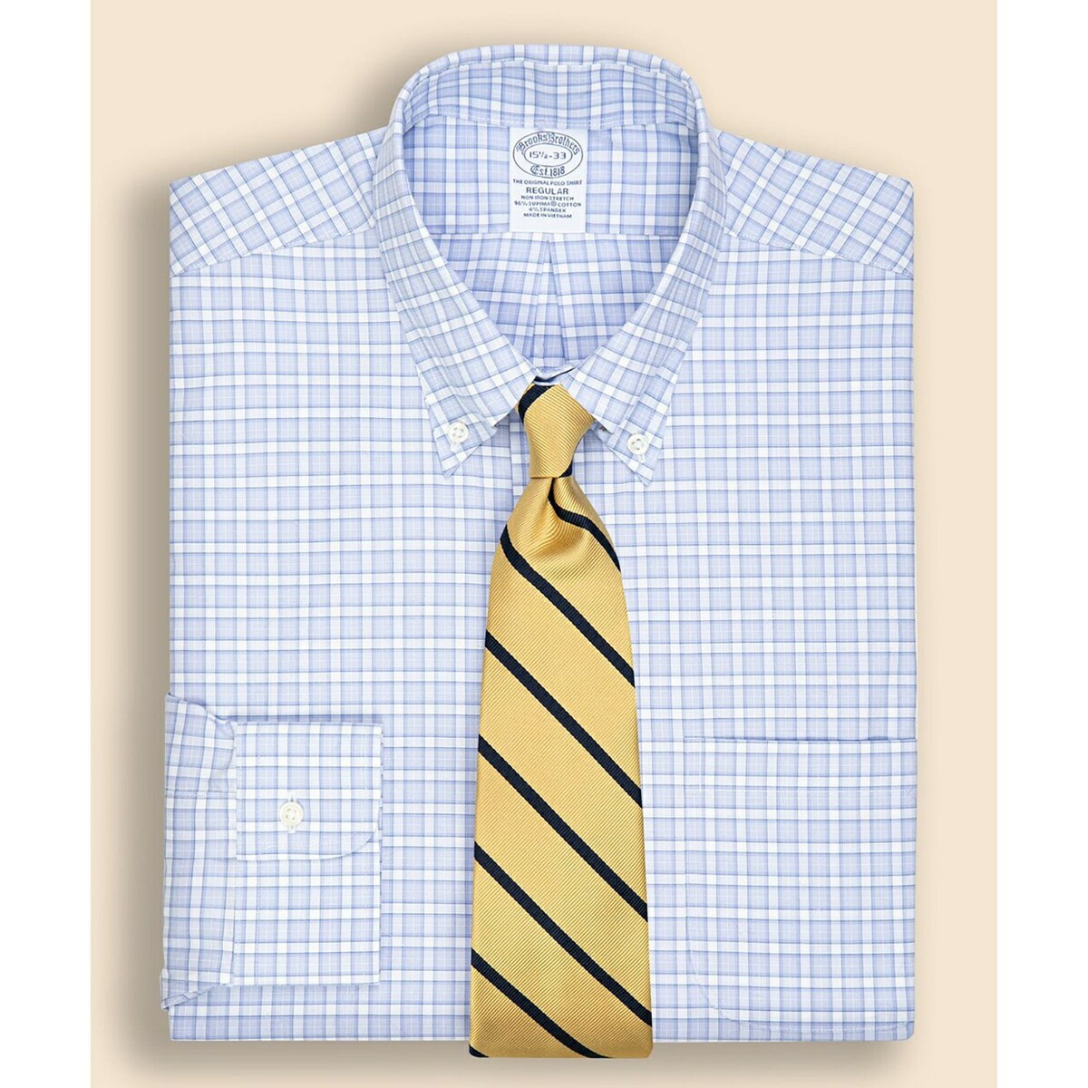 コットンストレッチ ブロードクロス チェック ドレスシャツ Regular Fit セレモニー／ブルックスブラザーズ（Brooks Brothers）