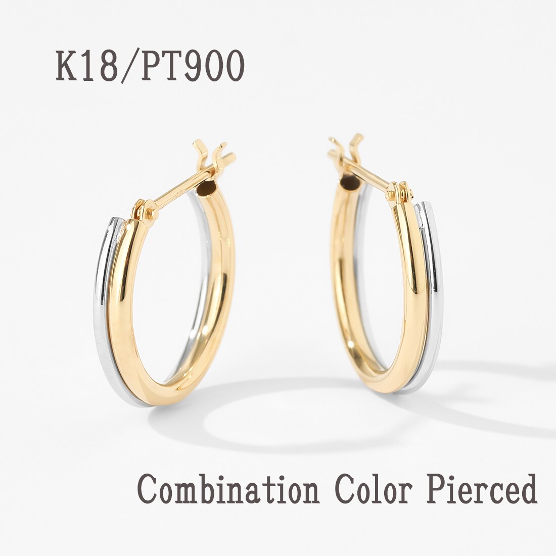 K18/プラチナ900 コンビカラーフープピアス／エルアンドコー（L＆Co.）