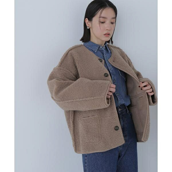 リバーシブルフェイクスウェードコート／ナチュラルビューティーベーシック（NATURAL BEAUTY BASIC）