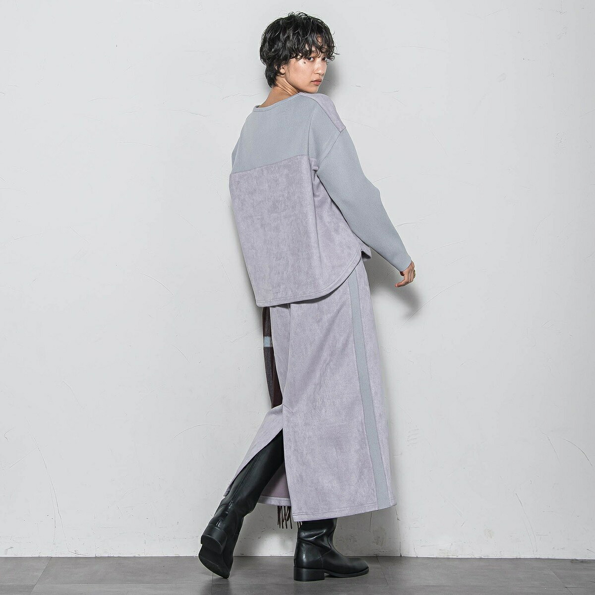 【新色追加】スウェード調&times;ニットスカートセットアップ≪手洗い可能≫／メイソングレイ（MAYSON GREY）｜丸井（マルイ）店