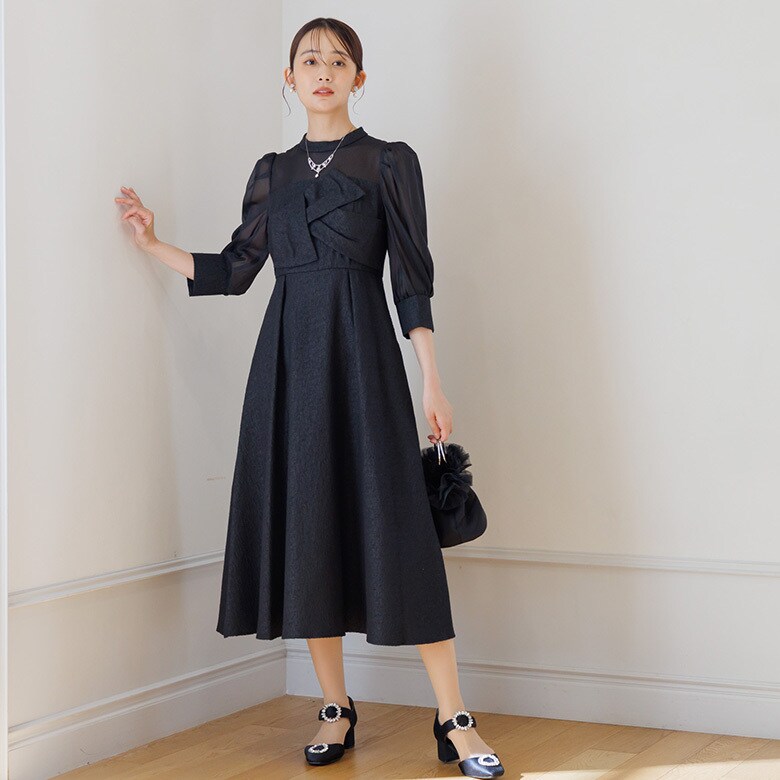 リボンジャガードドレス/結婚式/パーティー/お呼ばれ／フォルムフォルマ（form forma） 16,632円