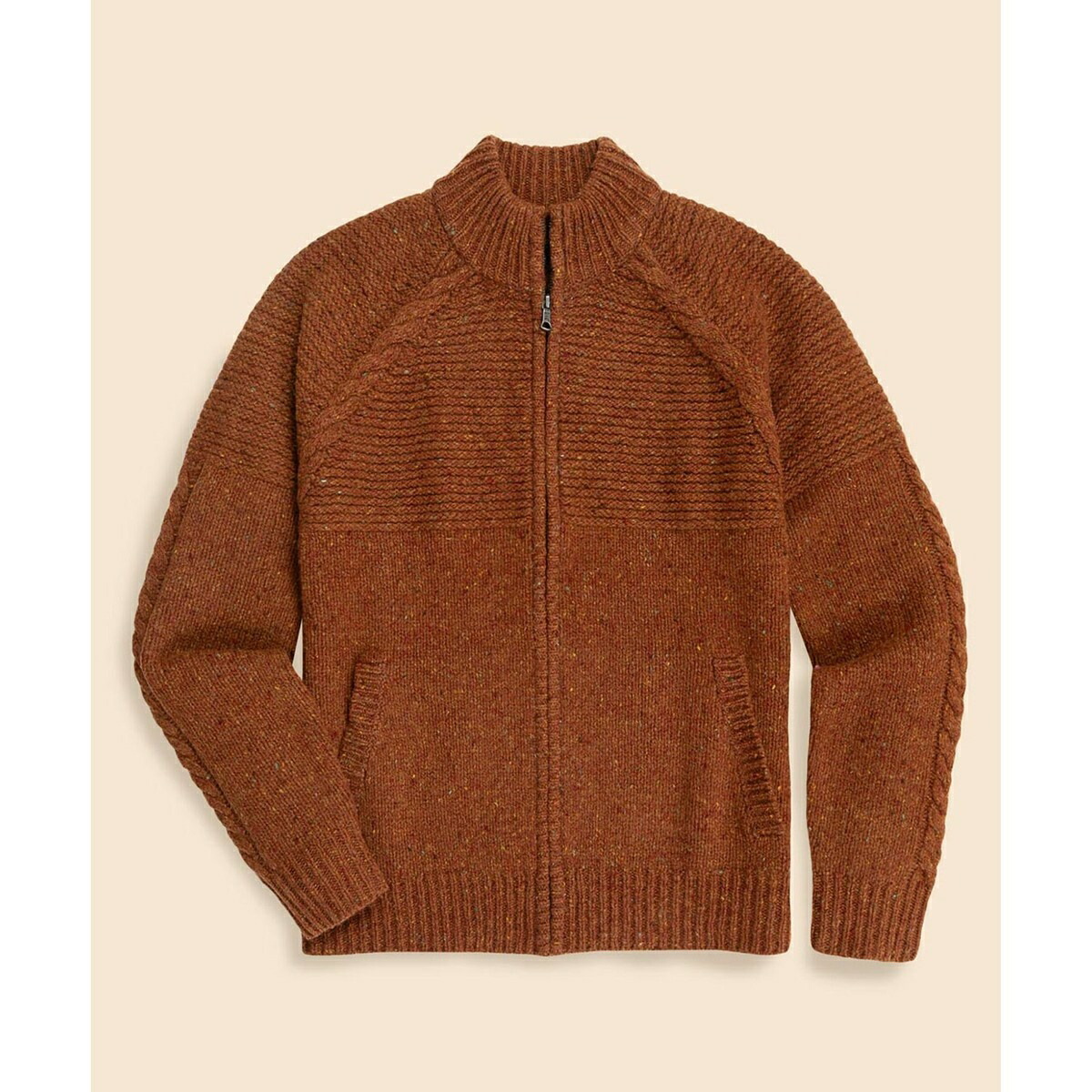 羊毛 ドネガル フルジップ モックネックセーター／ブルックスブラザーズ（Brooks Brothers）