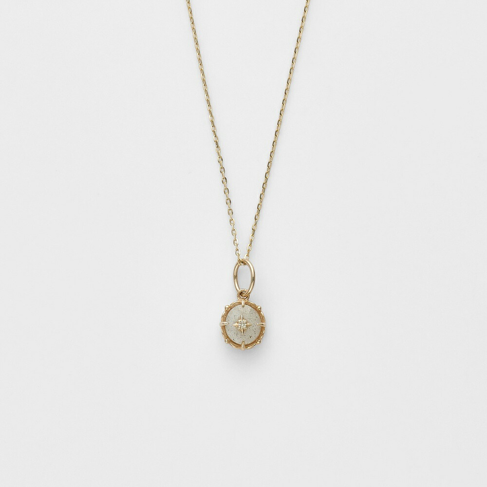 アガット　ラブラドライト K10 円形チャーム K10クォーツ／ラブラドライトチャーム｜ネックレスチャーム