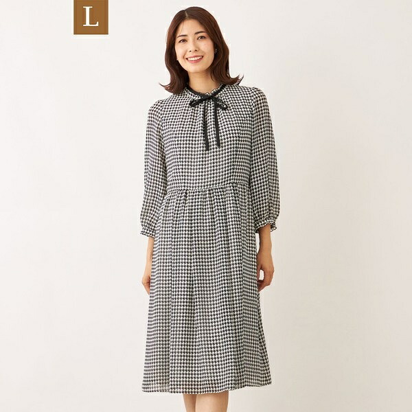 【L】ジョーゼット千鳥 ワンピース／トゥービーシック（TO BE CHIC）
